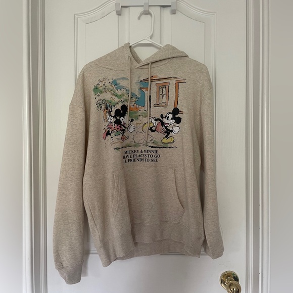 Disney Sweaters - Disney Beige Mickey & Minnie Zip-Up Style Hoodie